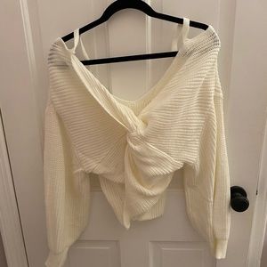 Beige open shoulder sweater